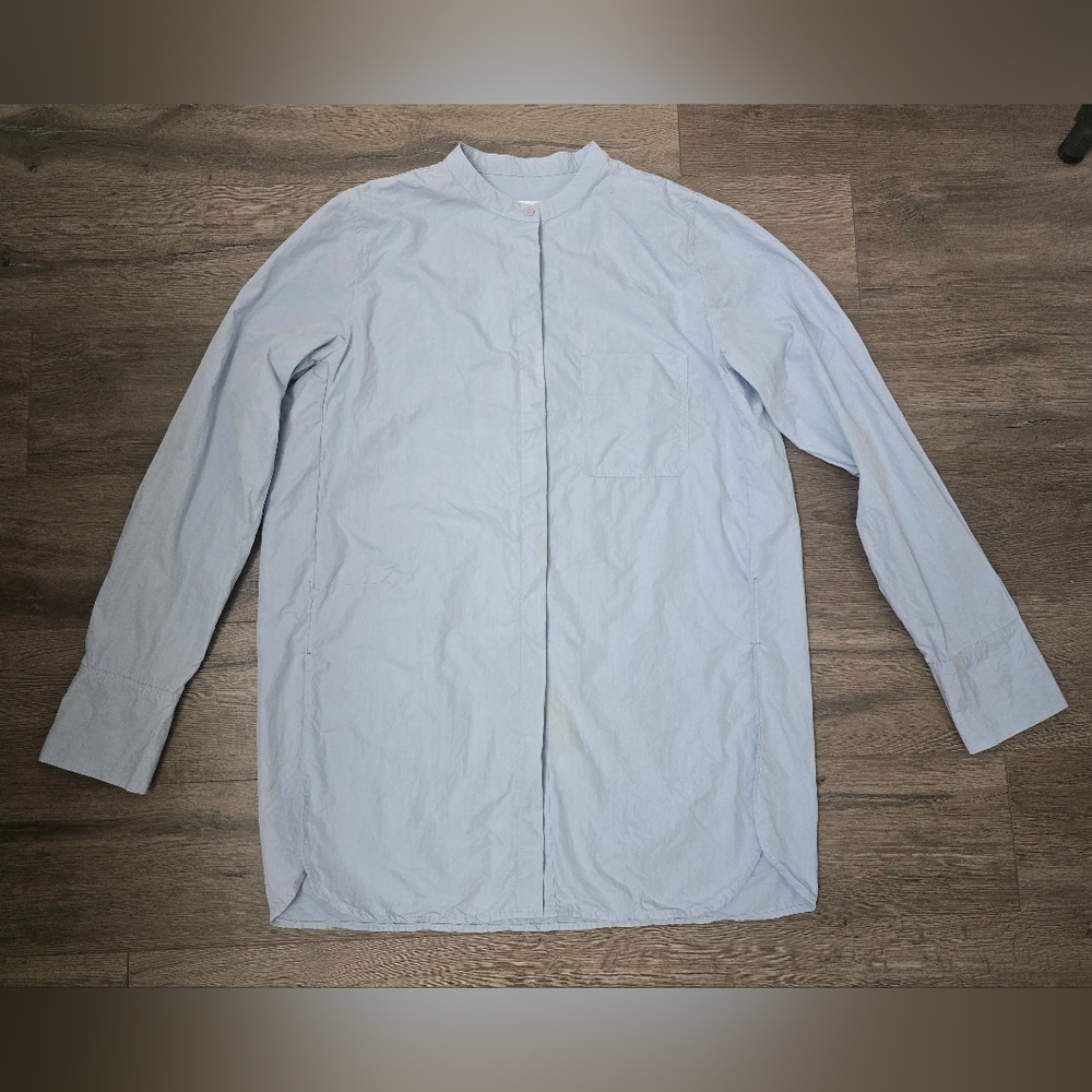 Mijeong Park Oversized Shirt Pastel Blue Button Down Women Size Large Streetwear